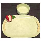 LR - Caleca Hand Painted Bowl with 3 Tulip Bowls & Blue Bowl - Hand Painted in Italy