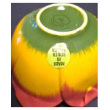 LR - Caleca Hand Painted Bowl with 3 Tulip Bowls & Blue Bowl - Hand Painted in Italy