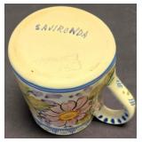 LR - Savironda Mexican Ceramic Set: Terracotta Platter, Spoon Rest, Mugs & D.A. Mano Italian Mug