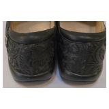 LR - Alegria KEL-431 Slip-On Shoes - Leather Upper, Black Floral Embossed - EU 40 / US 9