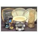 K - J Preziosi Lavorato Glass - Linen Effects Versailles Ambience Bowl - Murano Goblet - Imperial Plate