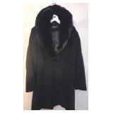 LR - Jones New York Wool Blend A-line Jacket with Faux Fur Collar - Black