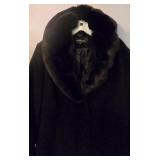 LR - Jones New York Wool Blend A-line Jacket with Faux Fur Collar - Black