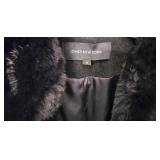 LR - Jones New York Wool Blend A-line Jacket with Faux Fur Collar - Black