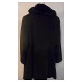 LR - Jones New York Wool Blend A-line Jacket with Faux Fur Collar - Black
