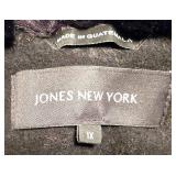 LR - Jones New York Wool Blend A-line Jacket with Faux Fur Collar - Black