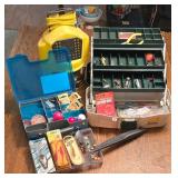 LR - Plano 3-Tray Tackle Box w/ Lures, Minnow Bucket & Knife