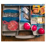 LR - Plano 3-Tray Tackle Box w/ Lures, Minnow Bucket & Knife
