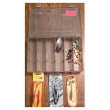 LR - Plano 3-Tray Tackle Box w/ Lures, Minnow Bucket & Knife