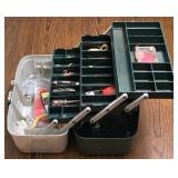 LR - Plano 3-Tray Tackle Box w/ Lures, Minnow Bucket & Knife
