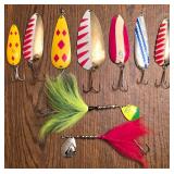 LR - Len Thompson Vintage Spoons Lot - Hunter Tail & Huskie Junior Lures