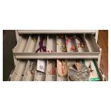 LR - Plano Tackle Box - Contents Include Fishing Lures, Hooks, Pliers & Accessories