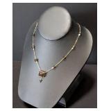 K - 14K Gold Necklace With Stone - 16" Long, 7 g