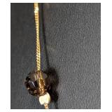 K - 14K Gold Necklace With Stone - 16" Long, 7 g