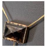 K - 14K Gold Necklace With Stone - 16" Long, 7 g