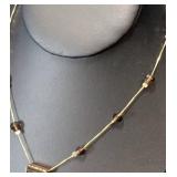K - 14K Gold Necklace With Stone - 16" Long, 7 g