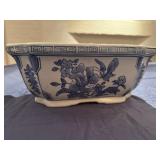 Vintage Chinese Blue and White Porcelain Planter Pots with Floral Design