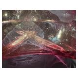 Glass Pink Bowl (minor imperfections), Glass Hanging Heart Ornament and Four Glass Coasters