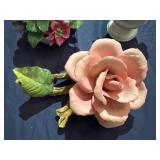 Vintage Porcelain Pink Rose from Italy, Coal Port Bone China Floral Arrangement, Ansley Porcelain Floral Arrangement (some small chips/imperfections)