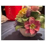 Vintage Porcelain Pink Rose from Italy, Coal Port Bone China Floral Arrangement, Ansley Porcelain Floral Arrangement (some small chips/imperfections)