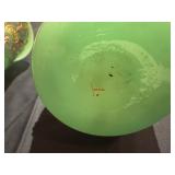 Glass Enameled Decanter with Matching Cup (small chips in cup)