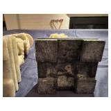 Asian Stone Carved Fisherman and Stone Carved Asian Lady with Fan