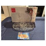 Mikasa Snowflake Chip and Dip Container 15" (Never Used)