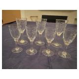 Vintage Etched Glass Glasses with Bamboo Design for Liqueurs or Cordials (Qty 7)
