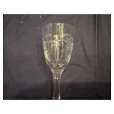 Vintage Etched Glass Glasses with Bamboo Design for Liqueurs or Cordials (Qty 7)
