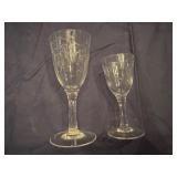 Vintage Etched Glass Glasses with Bamboo Design for Liqueurs or Cordials (Qty 7)