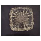 Pair of Vintage Glass Ash Trays (Owl Design 9" Diameter and Square is 5" x 5")