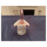 Hand Painted Fenton Art Glass Trellis Basket Signed by Thomas K. Fenton and the Artist K. Lupandus # 1363