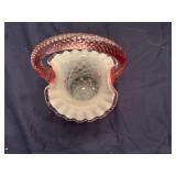 Hand Painted Fenton Art Glass Trellis Basket Signed by Thomas K. Fenton and the Artist K. Lupandus # 1363