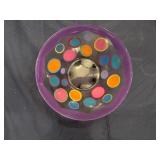 Hand Painted Glass Bowl Rainbow Dots 7" Diameter
