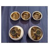 New Porcelain Decanter/Server/Bud Vases with Three Small Bowls