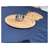 Wood and Metal Chip and Dip and Cheese Tray Serving Pieces