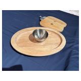 Wood and Metal Chip and Dip and Cheese Tray Serving Pieces