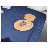 Wood and Metal Chip and Dip and Cheese Tray Serving Pieces