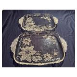 Pair of Mikasa Holiday Crystal Poinsettia Trays (See Pictures for Measurements)