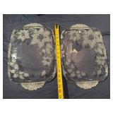 Pair of Mikasa Holiday Crystal Poinsettia Trays (See Pictures for Measurements)
