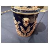 Vintage Norleans Italy Cobalt Multicolored Cherub Ice Bucket with Lid