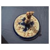 Vintage Norleans Italy Cobalt Multicolored Cherub Ice Bucket with Lid
