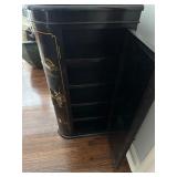 Vintage 20th Century Chinese Black Lacquer Bar with Glass Topper