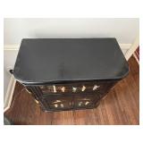 Vintage 20th Century Chinese Black Lacquer Bar with Glass Topper