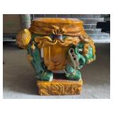 Vintage Sancai Glazed Foo Dog Garden Stool