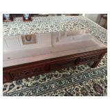 Beautiful Mahogany Chinese Coffee Table with Glass Topper 1980