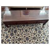 Beautiful Mahogany Chinese Coffee Table with Glass Topper 1980