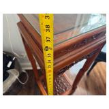 Intricately Carved Chinese Rich Wood Tone Display Stand or Side Table 1980