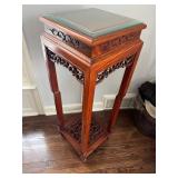 Intricately Carved Chinese Rich Wood Tone Display Stand or Side Table 1980