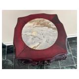 Antique Chinese Carved Rose Wood Plant Stand/Display Stand, Claw Feet, Marble Inlay 1980